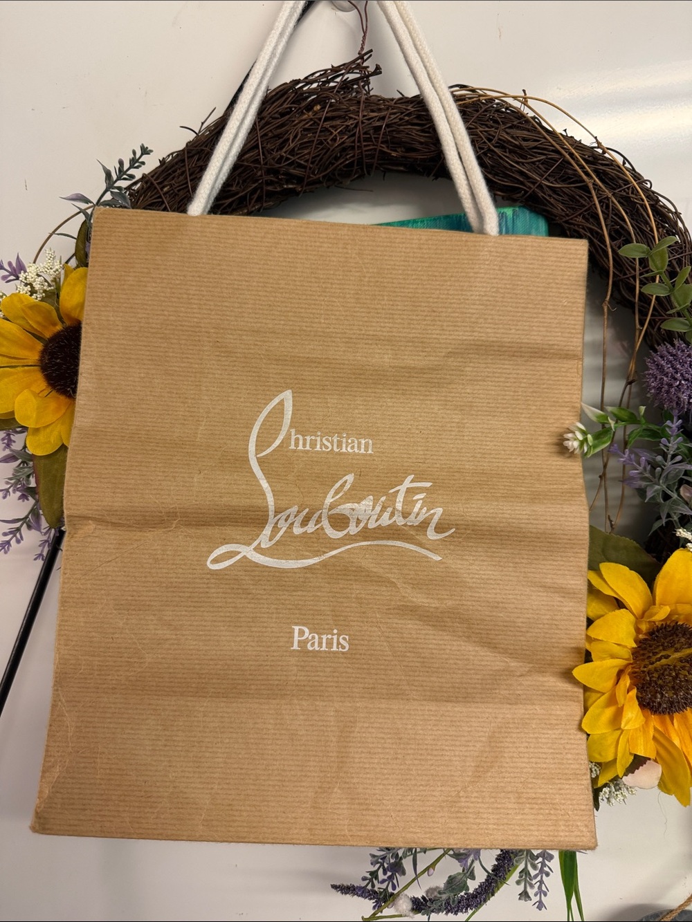 Christian Louboutin Tan Paper Tote with White Logo
